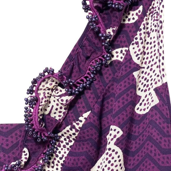 TORY BURCH Petula Paisley Beaded Ruffle Silk Maxi Dress 8 - Picture 5 of 14